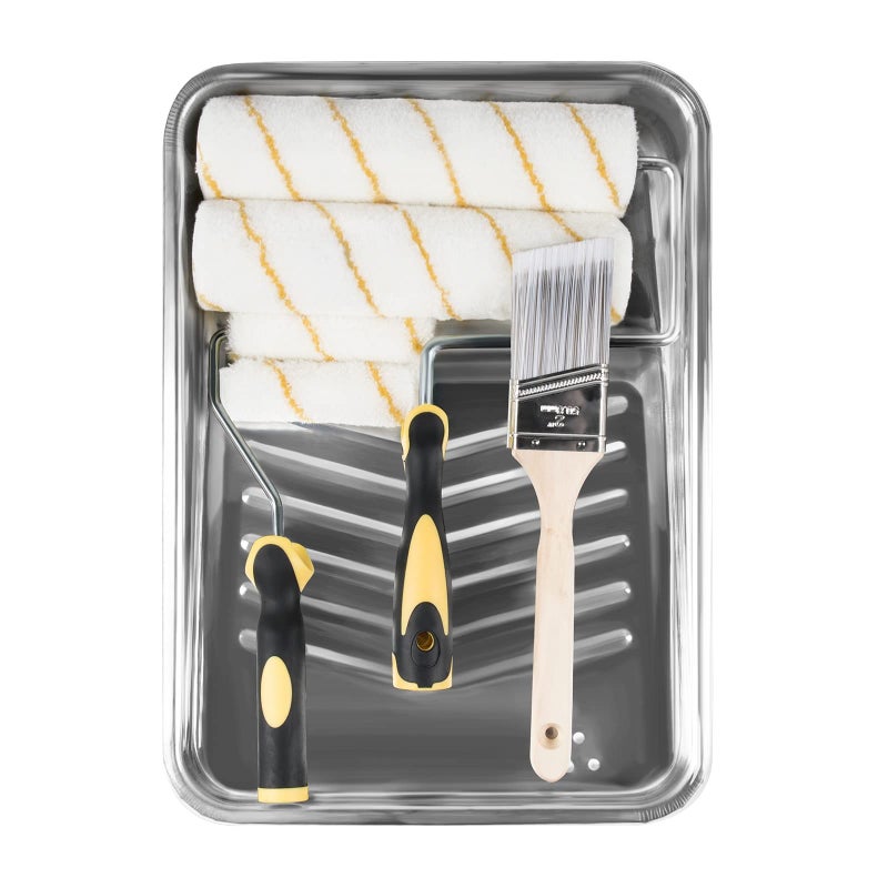 ETERNA Paint Roller Kit, 9 Pieces Paint Supplies for House Painting, with Metal Paint Tray&9 inch+4 inch Paint Rollers&Cover&Frame&Brush, Perfect for Wall Decorating Home DIY Improvement - Image 1